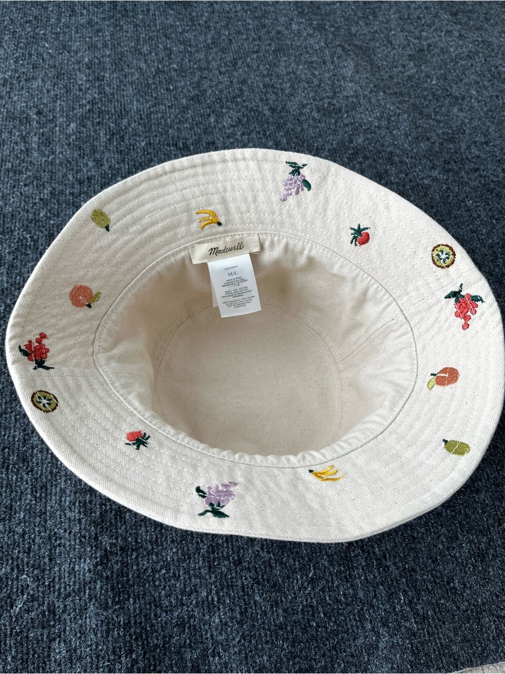 NWOT Madewell Fresca Fruit Embroidered Bucket Hat M/L size - Picture 4 of 5